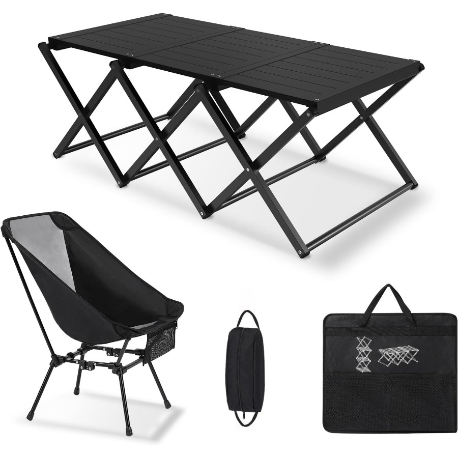 Outdoor Adventure Table With Storage - 2in1 Aluminum Folding Camping Table with
