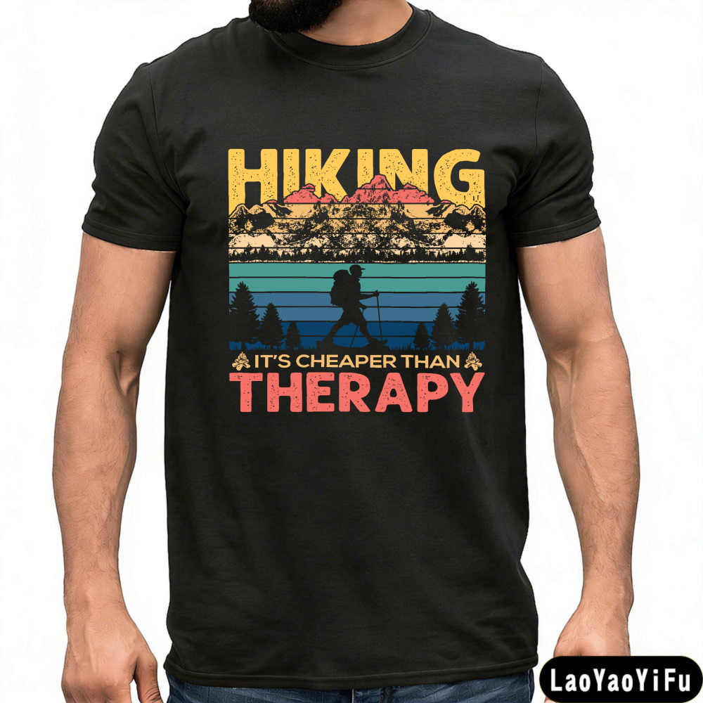 Outdoor Adventure Therapy - Hiking Therapy Vintage Design Men T-Shirt