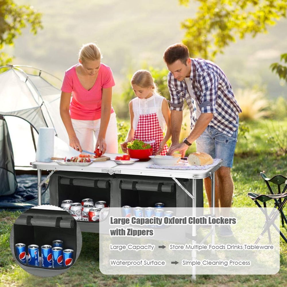 Portable Folding Camping Table – обзор и цена Outdoor Adventure Table With Storage