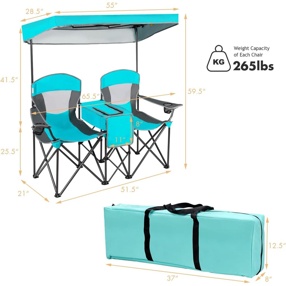 Portable Double Camping Chair  – обзор и цена Outdoor Adventure Table With Storage