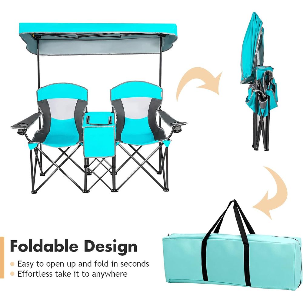 Portable Double Camping Chair  – обзор и цена Outdoor Adventure Table With Storage